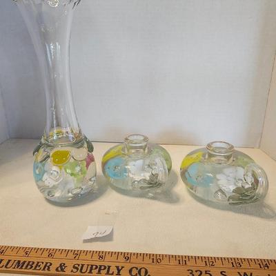 Vintage St Claire Vase and Candlestick holders