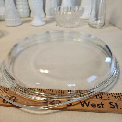 vintage pyrex green casserole dish with lid and Glass lot