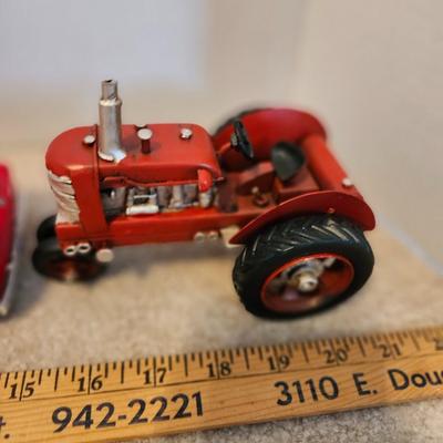 Five Metal Rustic Vehicles Truck, locomotive ,fire engine, tractor, Classic Home Decor