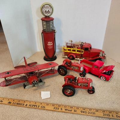 Metal Rustic Truck, BiPlane trackers, gas pump Firetruck Classic Home Decor