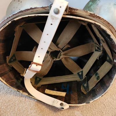 4 vintage military helmets