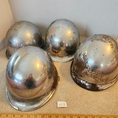 4 vintage military helmets