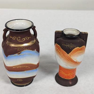 Hand Painted Satsuma Moriage Japan Porcelain Vases