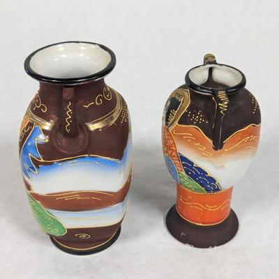 Hand Painted Satsuma Moriage Japan Porcelain Vases