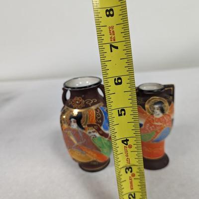 Hand Painted Satsuma Moriage Japan Porcelain Vases