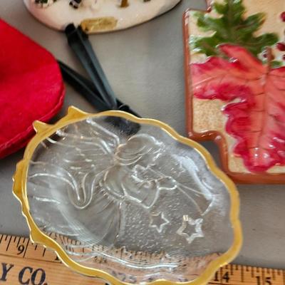 Christmas lot with thrown blankets and Bin