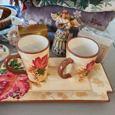 Christmas lot with thrown blankets and Bin