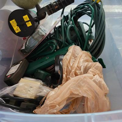 Christmas lot with thrown blankets and Bin