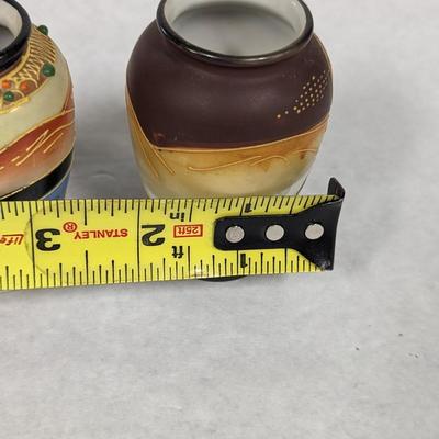 Hand Painted Satsuma Moriage Japan Porcelain Vases