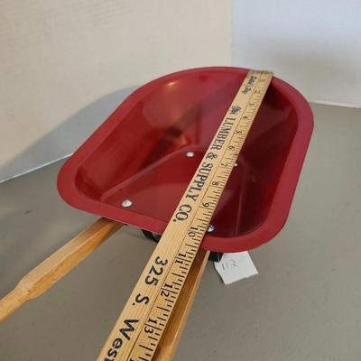 Home Decor mini Red Radio Flyer wagon and wheel barrel