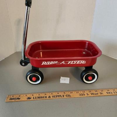 Home Decor mini Red Radio Flyer wagon and wheel barrel