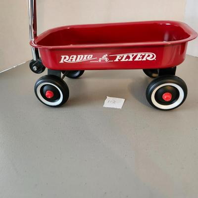 Home Decor mini Red Radio Flyer wagon and wheel barrel