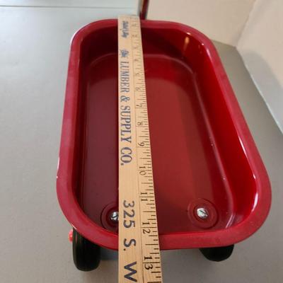 Home Decor mini Red Radio Flyer wagon and wheel barrel
