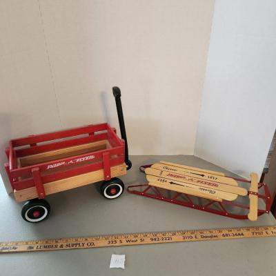 Home Decor, mini Radio Flyer wagon and snow sled