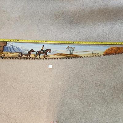 Large Crosscut 1 Man Saw from the past with a Cowboy Scene
