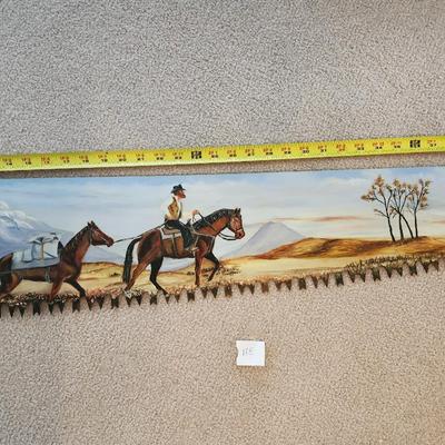 Large Crosscut 1 Man Saw from the past with a Cowboy Scene