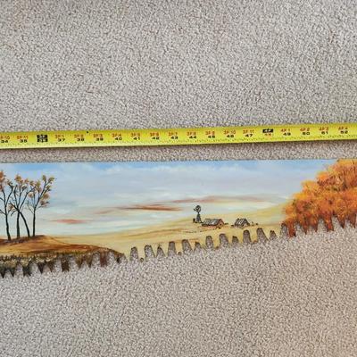 Large Crosscut 1 Man Saw from the past with a Cowboy Scene