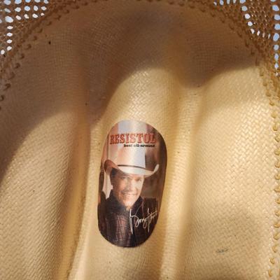 two natural colored straw cowboy hat, Stetson and Resistol Size 7 1/3 with box