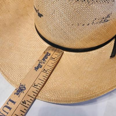 two natural colored straw cowboy hat, Stetson and Resistol Size 7 1/3 with box