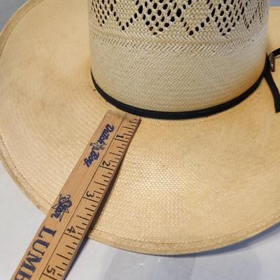 two natural colored straw cowboy hat, Stetson and Resistol Size 7 1/3 with box