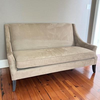 BERNHARDT FURNITURE ~ Designer Taupe Suede Like Upholstered Sofa