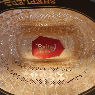 Bailey natural colored straw cowboy hat, size 7 1/2 with hat
