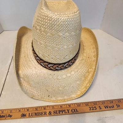 natural colored straw cowboy hat Size 7 1/2, Bailey and resiston