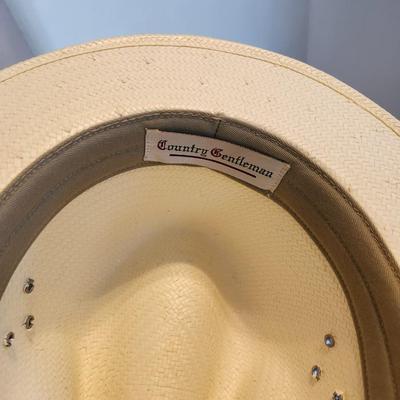 Country gentleman men's white fedora hat Size 7 1/2 with Hard Case Hat box