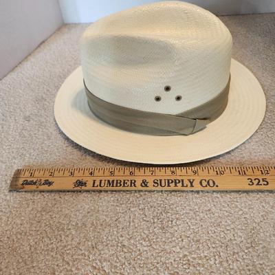 Country gentleman men's white fedora hat Size 7 1/2 with Hard Case Hat box