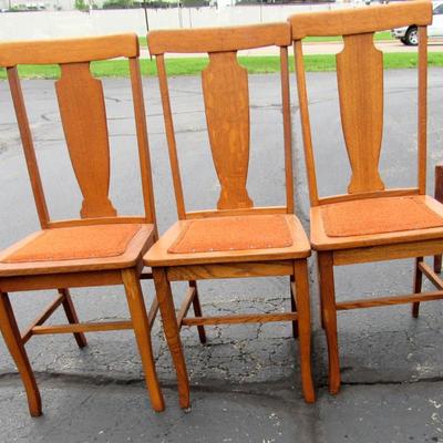 Set of 3 Matching Antique Wood Chairs