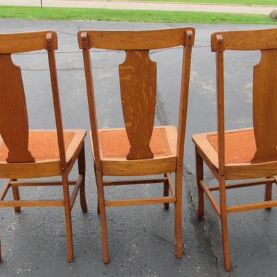 Set of 3 Matching Antique Wood Chairs