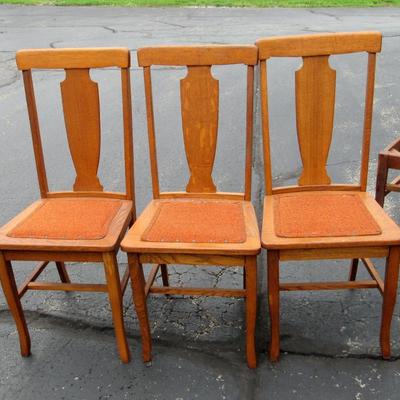 Set of 3 Matching Antique Wood Chairs