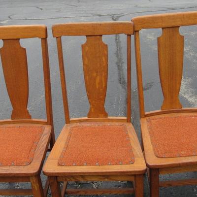 Set of 3 Matching Antique Wood Chairs