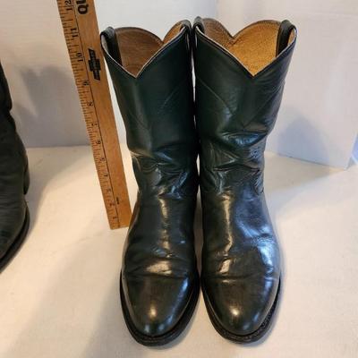 Three Pair of cowboy boots and Boot brush
