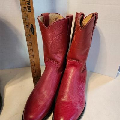 Three Pair of cowboy boots and Boot brush