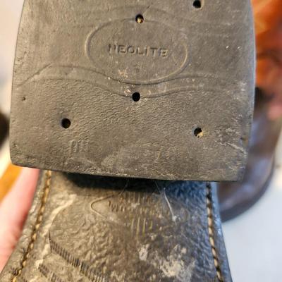 Three Pair of cowboy boots and Boot brush