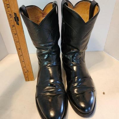 Three Pair of cowboy boots and Boot brush