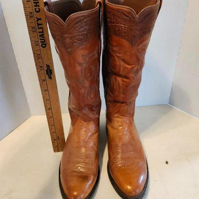 Three Pair of cowboy boots and Boot brush