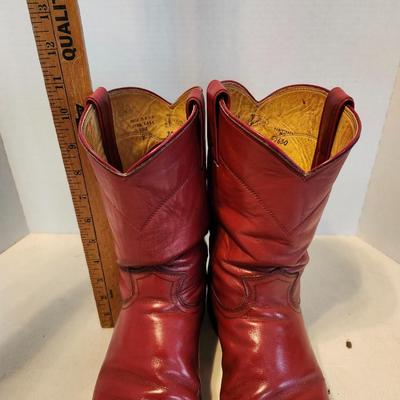 Three Pair of cowboy boots and Boot brush