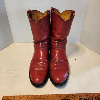 Three Pair of cowboy boots and Boot brush