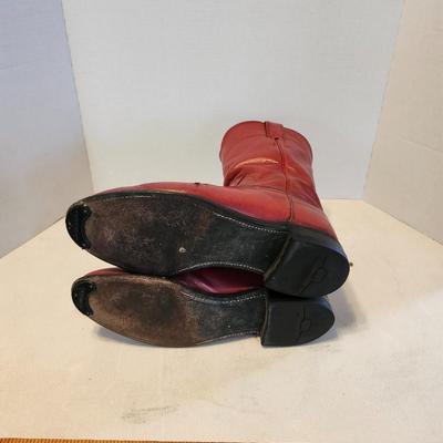 Three Pair of cowboy boots and Boot brush