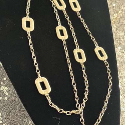 Long silver toned enamel chain-link necklace