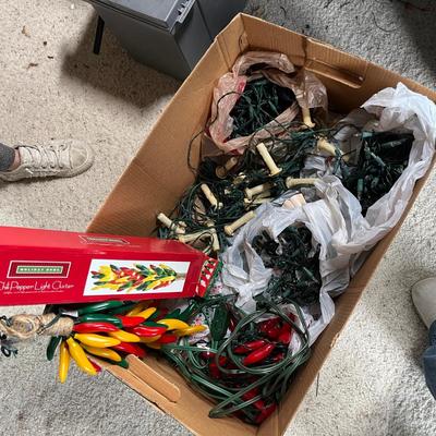 Box of Christmas string lights
