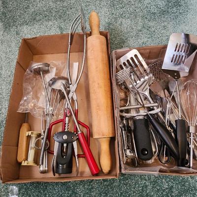 Kitchen utensils and rolling pin