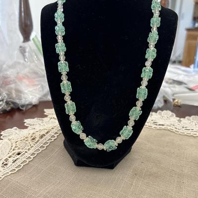 Clear and light green beaded necklace