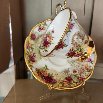 Chine china teacup and creamer and sugar, Letton Chine teacup, Royal Albert Bone china