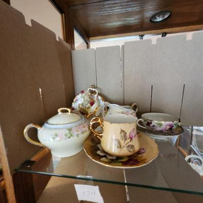 Chine china teacup and creamer and sugar, Letton Chine teacup, Royal Albert Bone china