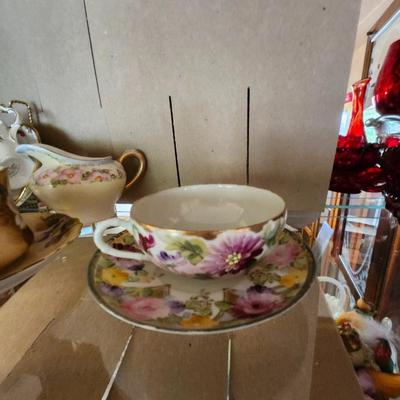 Chine china teacup and creamer and sugar, Letton Chine teacup, Royal Albert Bone china