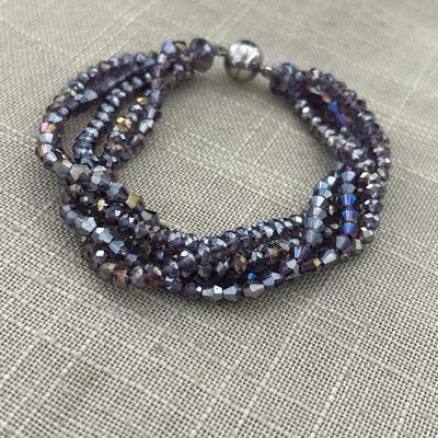 Multiple layers, small faux crystals beaded bracelet
