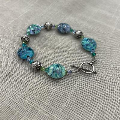 Blue marble chain bracelet